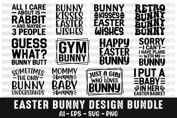 Easter Bunny T-shirt Design Bundle Svg