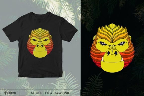 Gorilla Head Retro Sunset Color