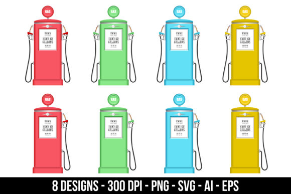 Retro Gas Pump Embroidery Design