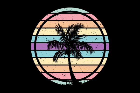 Retro Sunset Palm Tree, Christmas