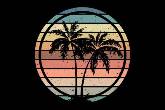 Retro Sunset Palm Tree, Grinch, Santa