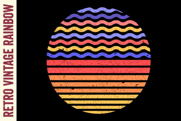 Retro Sunset Vintage Circle Striped Wave
