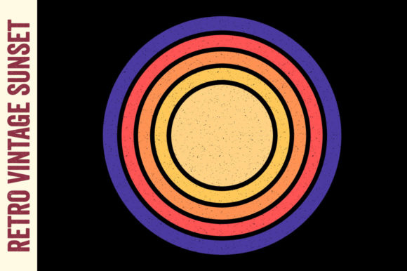 Retro Sunset Vintage Circle Summer Sun