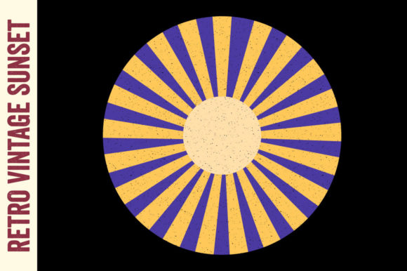 Retro Sunset Vintage Circle Sun Rays