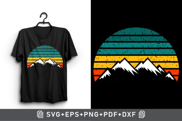 Retro Sunset Vintage Mountain Clipart