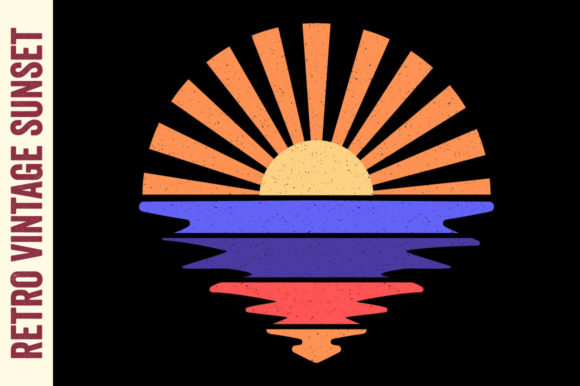 Retro Sunset Vintage Sunrise Beach Ocean