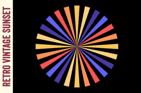 Retro Vintage Sunset Circle Striped Love