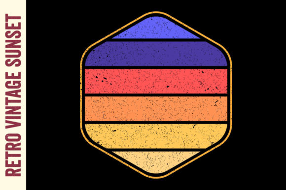 Retro Vintage Sunset Distressed Striped