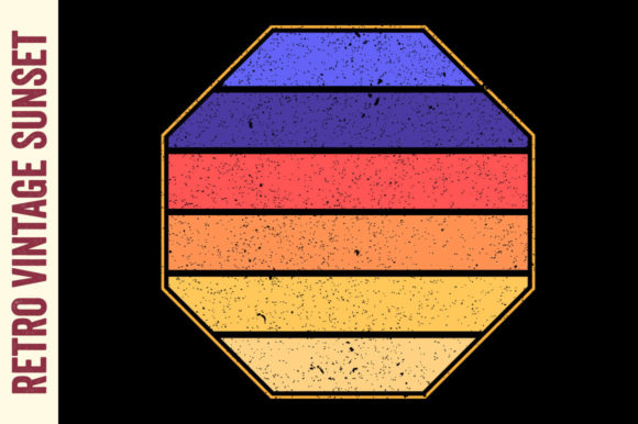 Retro Vintage Sunset Hexagon Striped