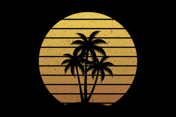 Retro Vintage Sunset Palm Tree, Christmas