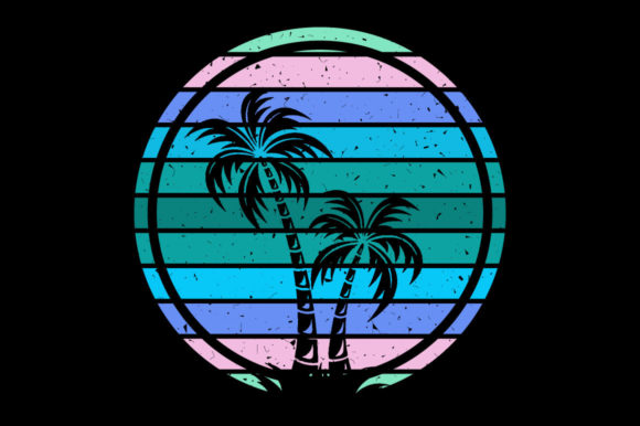 Retro Vintage Sunset Palm Tree, Planner