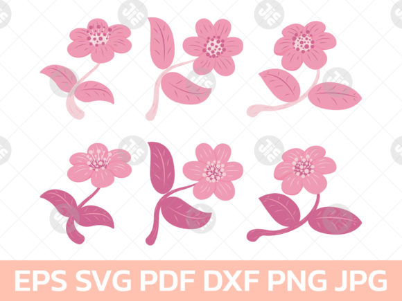 Set of Retro Style Flower and Leaf